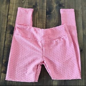 Energy FitWear ruched textured pink leggings